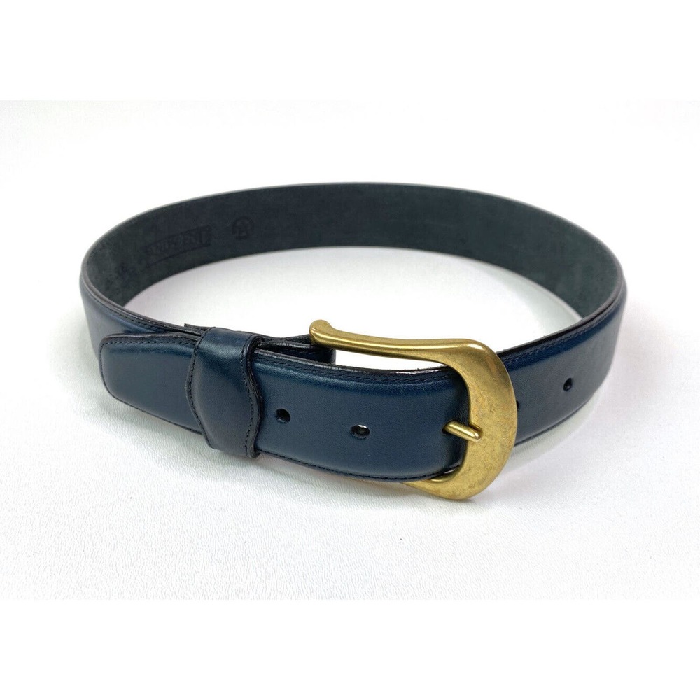 Vintage Land's End 26 Blue‎ Leather Belt 1 1/2" Wide USA Women's